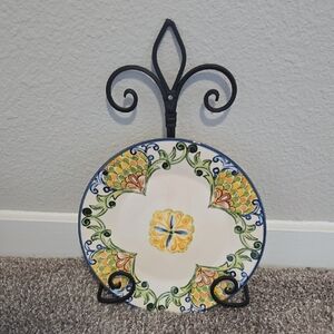 Colorful Ceramic Decorative Plate With Wall Holder